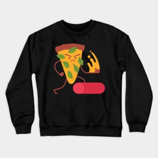 Funny Cartoon Pizza Karate Chop Crewneck Sweatshirt